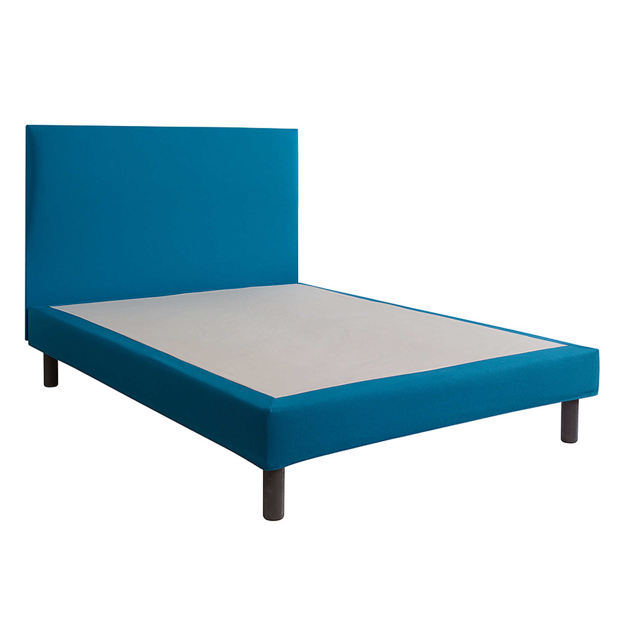 Cache sommier int gral 100 coton bleu canard H tellerie