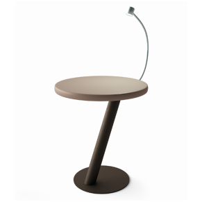 Table de chevet en métal chocolat et imitation chêne - CH4003