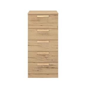 Chiffonnier 5 tiroirs en bois imitation chêne clair - CF5029