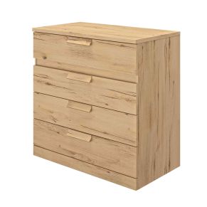 Commode 4 tiroirs en bois imitation chêne clair - CO5030