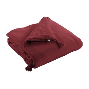 Couvre-lit double gaze de coton bordeaux 90x200 cm - Hôtellerie