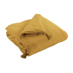 Couvre-lit double gaze de coton jaune 90x200 cm - Hôtellerie