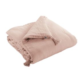 Couvre-lit double gaze de coton rose 90x200 cm - Hôtellerie