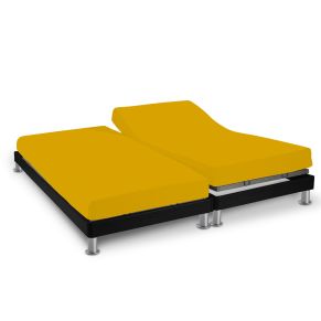 Drap housse jaune moutarde TPR jersey extensible 2x70x190 - Hôtellerie
