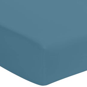 Drap housse bleu minéral 100% coton biologique bonnet 40 cm