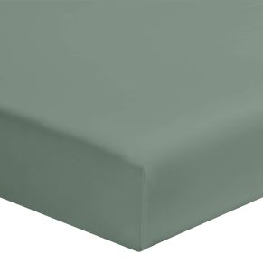 Drap housse vert de gris 100% coton bonnet 30 cm 80x190 cm - Hôtellerie