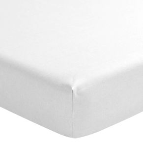 Drap housse blanc 100% lin bonnet 30 cm