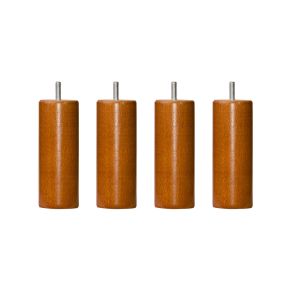 4 pieds cylindriques bois merisier 15 cm