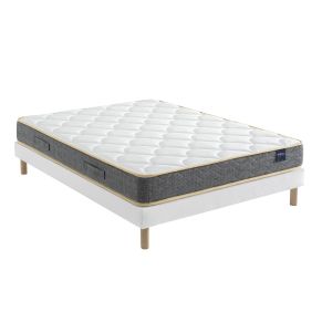 Ensemble matelas hôtellerie mousse non-feu, sommier Lune et pieds Aurore 410 - SOMEO