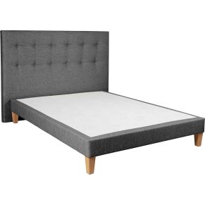 Ensemble sommier déco + tête de lit capitonnée gris moyen chiné Someo