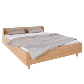 Lit avec tête de lit incurvée et pieds en bois massif 160x200 - LT0079