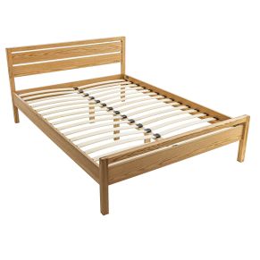 Lit avec planches et tête de lit intégrée en bois massif 140x190 - LT17013
