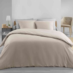Parure de lit percale Louméa lin/blanc