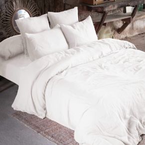 Parure de lit double gaze de coton blanc 240x220 cm - Hôtellerie
