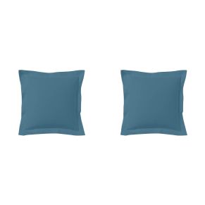 Lot de 2 taies d'oreillers bleu minéral 100% coton biologique