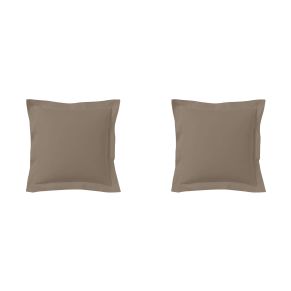 Lot de 2 taies d'oreillers 100% coton gris souris