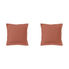  Lot de 2 taies d'oreillers 100% coton terracotta