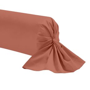 Taie de traversin terracotta 100% coton 90 cm - Hôtellerie