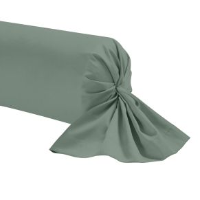 Taie de traversin vert de gris 100% coton 90 cm - Hôtellerie