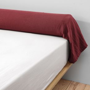 Taie de traversin double gaze de coton bordeaux 140 cm - Hôtellerie