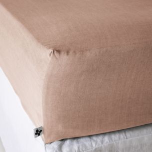 Drap housse blush lyocell uni Terre de Nuit vue ambiance 