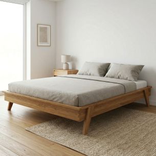 Lit avec pieds inclinés en chêne massif clair - LT36003