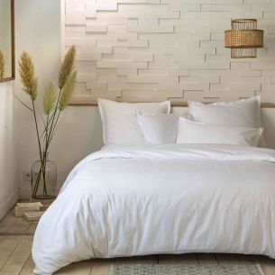 Parure de lit percale unie blanc - Hôtellerie