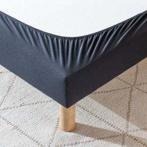 Cache sommier coton jersey noir ambiance zoom