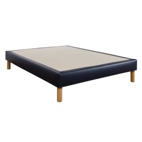 Cache-sommier intégral simili cuir bleu marine 90x190 - Hôtellerie