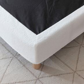 Cache-sommier bouclette intégral blanc 90x190