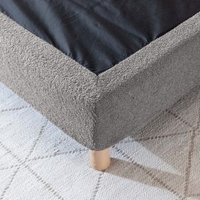 Cache-sommier bouclette intégral gris foncé 90x190