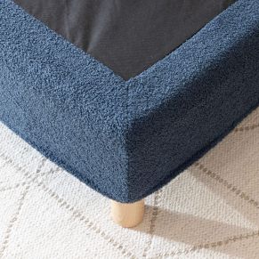 Cache-sommier bouclette intégral bleu marine 90x190