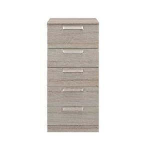 Chiffonnier 5 tiroirs en bois imitation gris clair - CF5029