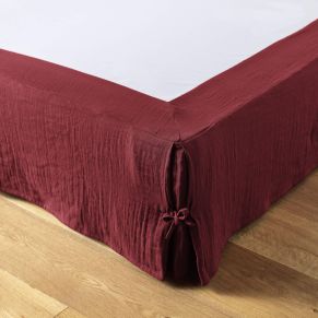 Cache sommier double gaze de coton bordeaux 90x190 cm - Hôtellerie