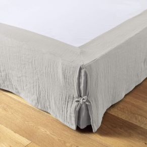 Cache sommier double gaze de coton gris 90x190 cm - Hôtellerie