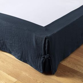 Cache sommier double gaze de coton marine 90x190 cm - Hôtellerie