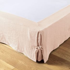Cache sommier double gaze de coton rose 90x190 cm - Hôtellerie