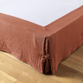 Cache sommier double gaze de coton orange terracotta 90x190 cm - Hôtellerie