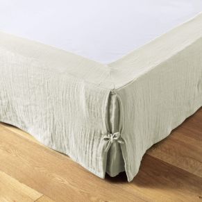 Cache sommier double gaze de coton vert d'eau 90x190 cm - Hôtellerie
