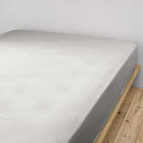 Drap housse double gaze de coton gris 140x190 cm - Hôtellerie