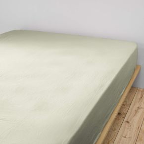 Drap housse double gaze de coton vert d'eau 140x190 cm - Hôtellerie