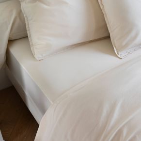 Drap housse coton lavé bonnet 30 cm - SOMEO Beige 70x190 - Hôtellerie