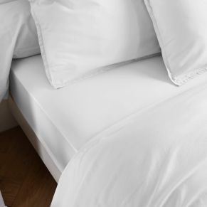 Drap housse coton lavé bonnet 30 cm - SOMEO Blanc 70x190 - Hôtellerie