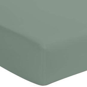 Drap housse vert de gris 100% coton bonnet 40 cm