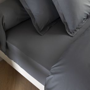 Drap housse coton percale bonnet 40 cm - Anthracite 140x190