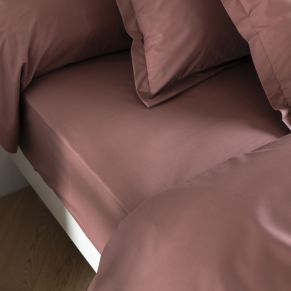 Drap housse coton percale bonnet 40 cm Bois de rose 140x190 - SOMEO