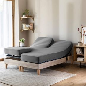 Drap housse gris souris TPR jersey extensible 2x70x190 - Hôtellerie
