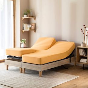 Drap housse jaune moutarde TPR jersey extensible 2x70x190 - Hôtellerie