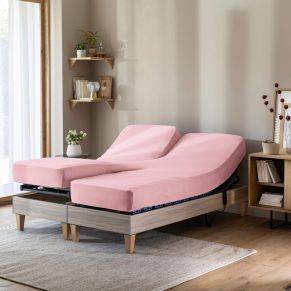 Drap housse rose thé TPR jersey extensible 2x70x190 - Hôtellerie