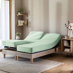 Drap housse vert jade TPR jersey extensible 2x70x190 - Hôtellerie